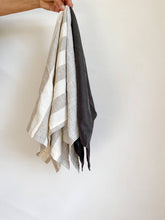 Load image into Gallery viewer, Pure French Linen Tea Towel - Natural Wide Stripe
