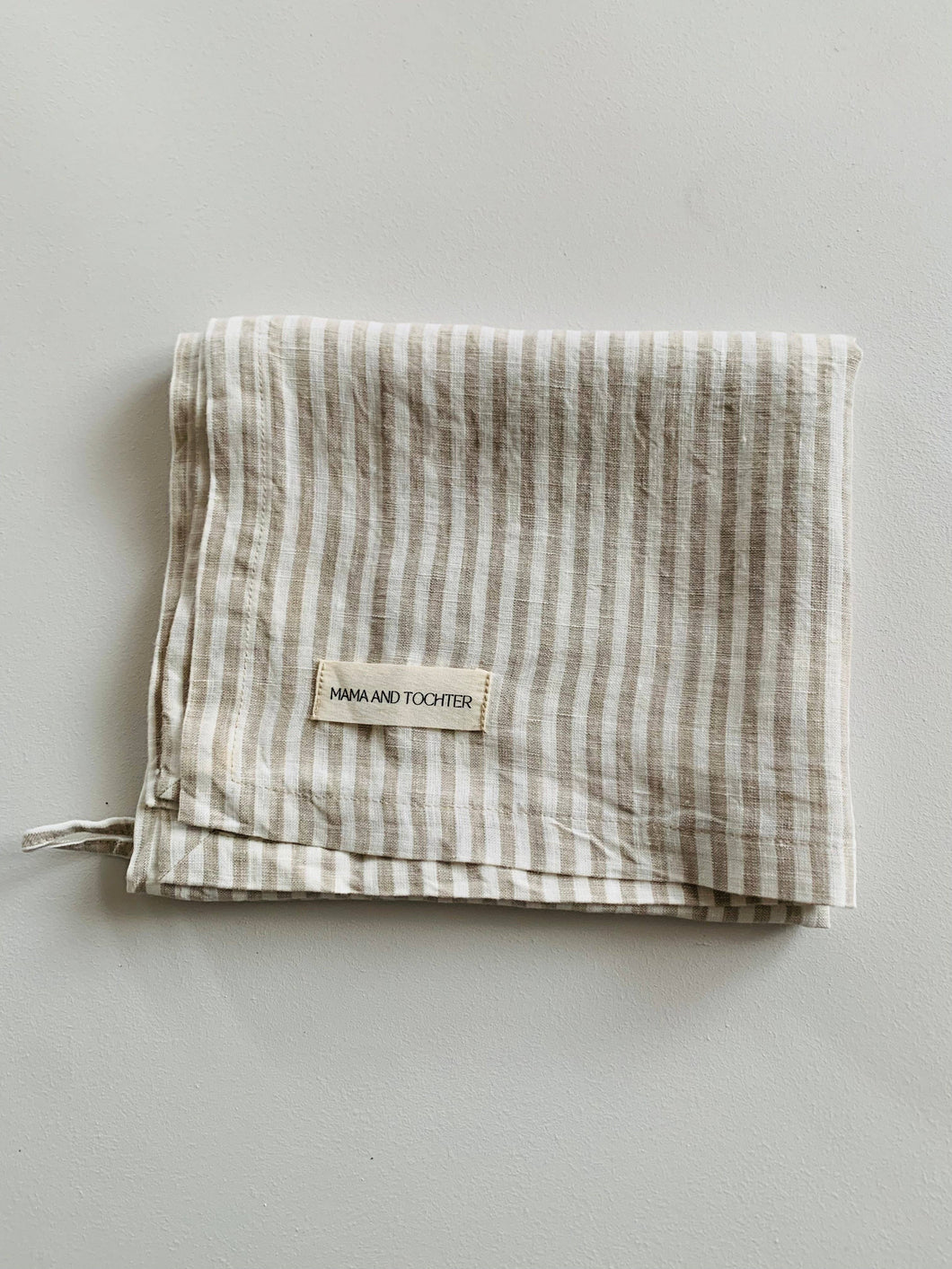 Pure French Linen Tea Towel - Natural Stripes